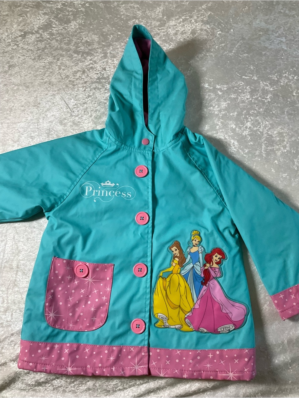 Western Chief Teal and Pink Disney Princess Hooded Raincoat